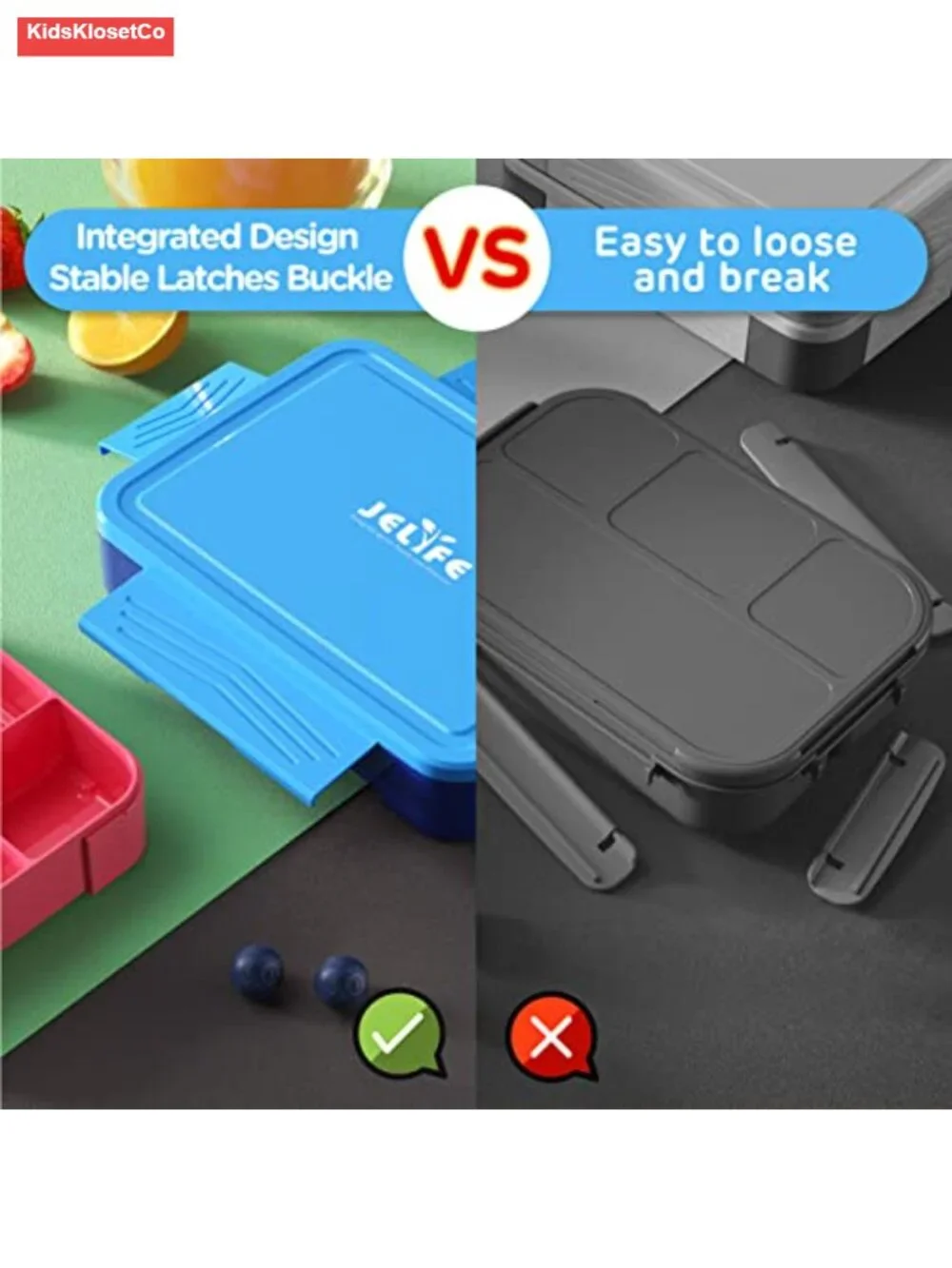 Kids Leakproof Bento Lunch Box 1450ml 6 Compartments with Utensils BPA-Free